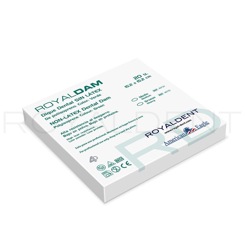 Dique de Goma Sin látex color verde Royal dent-American Eagle - Caja de 20 unidades