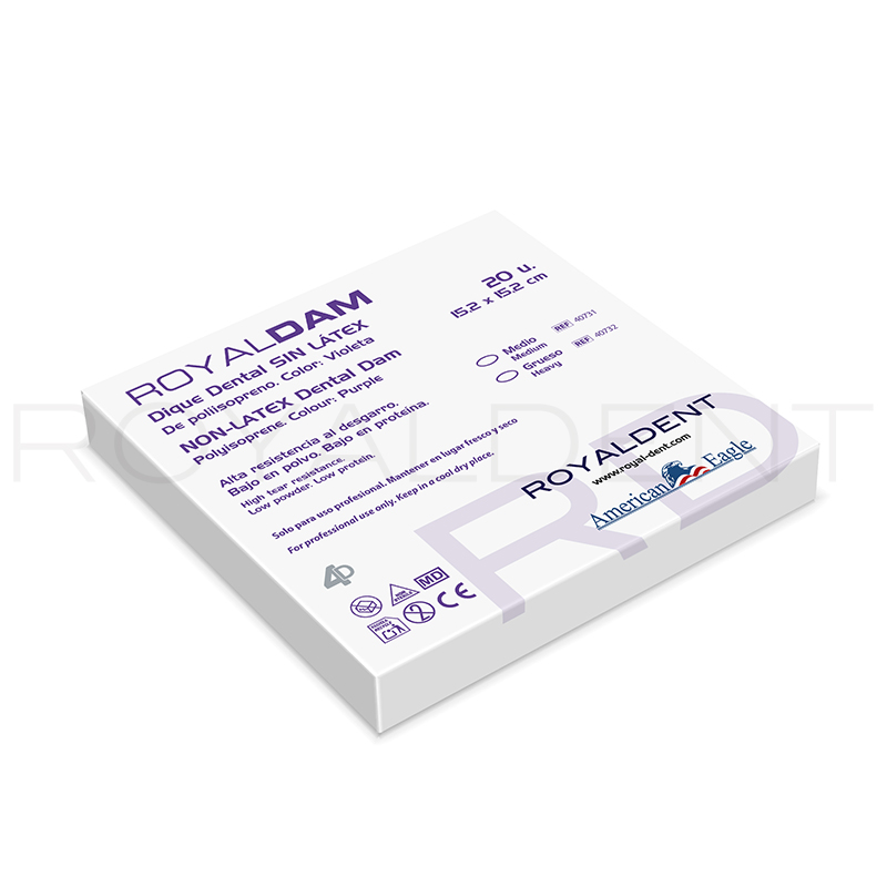Dique de Goma Sin látex color Violeta Royal dent-American Eagle - caja de 20 unidades