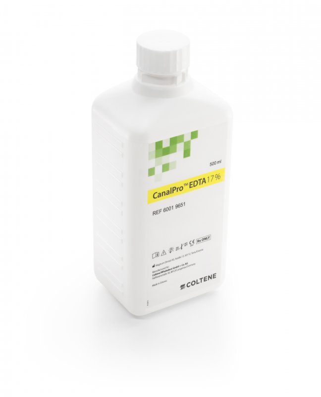 CanalPro Edta 17% 60019651 Coltene - Botella de 500 ml preparada para tapón dispensador con válvula CanalPro SyringeFill.