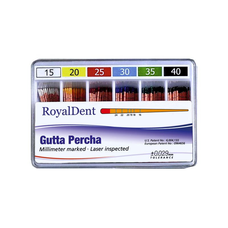 Puntas de guttapercha  Royal Dent - Caja de 120 unidades.