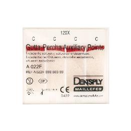 Puntas guttapercha piratas no estandarizadas 24 mm Dentsply Sirona - Caja de 120 unidades.