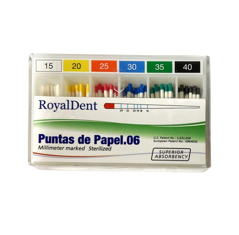 Punta de Papel conicidad 04/06  Royal Dent - Caja de 100 unidades.