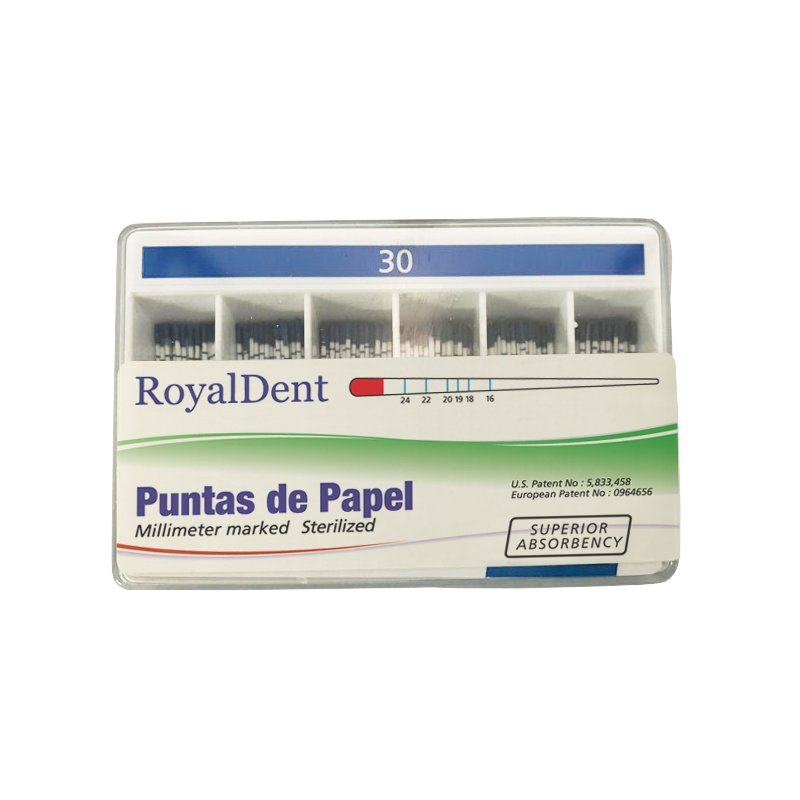 Puntas de papel punta coloreada Royal Dent - Caja de 200 unidades. Con código de color.