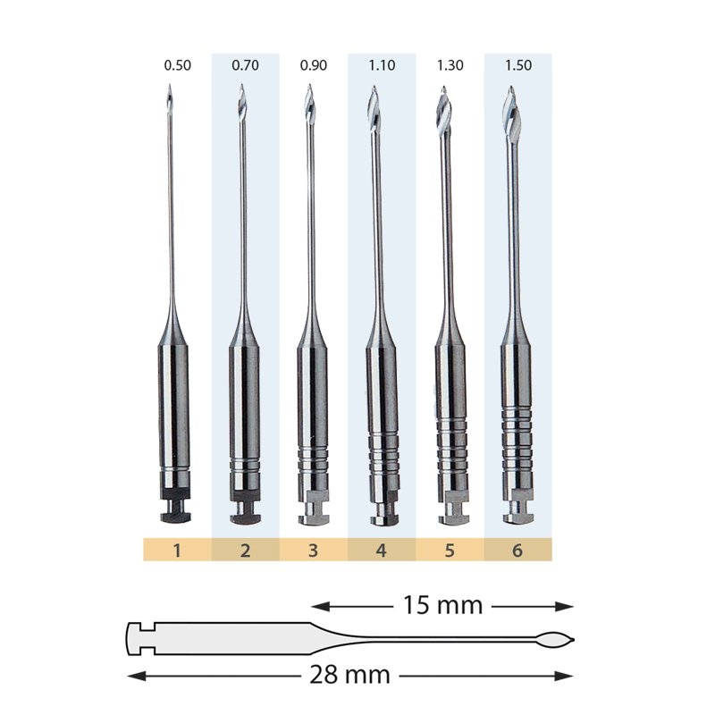 Gates 28 mm Maillefer Dentsply Sirona - Caja de 6 unidades.