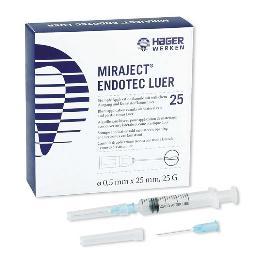 Agujas Miraject Endotec Hager&Werken - Caja de 25 unidades. Descarga lateral. Ø 0,5 mm x 25 mm.