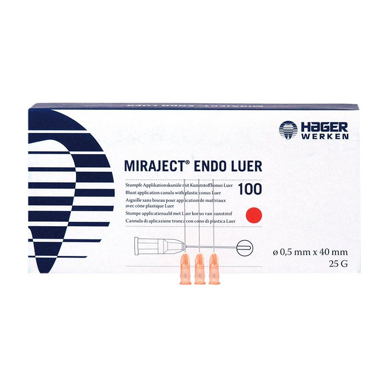 Agujas Miraject  Hager&Werken - Caja de 100 unidades  Ø 0,5 mm x 40 mm.