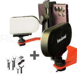 KIT retractor de Iluminación RESOLUT 2   para fotografía dental Fotodental - Iluminador Resolut 2 con complementos, 4 retractores horizontales, 2 retractores verticales, espejo de rodio y contrastador opaco.