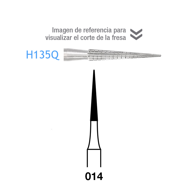 Fresas Carburo H135Q-314-014 FG aro amarillo 16-20 láminas Komet - Caja de 5 unidades. Para turbina