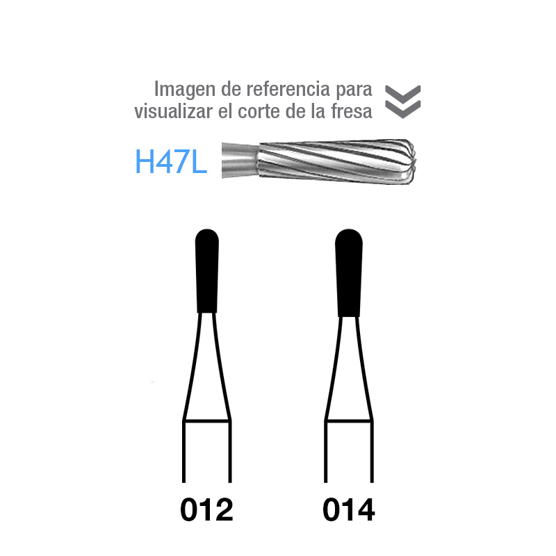 Fresas Carburo H47L-314-FG aro rojo 8 12 láminas  Komet - Caja de 5 unidades. Para turbina