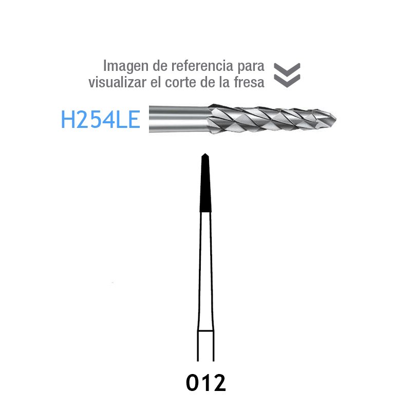 Fresas Carburo H254LE-012 Komet - Caja de 5 unidades. Para turbina. Larga 6 mm.