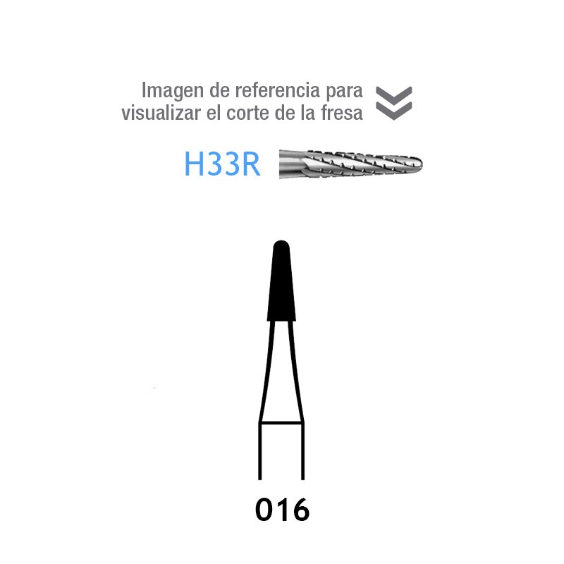 Fresas Carburo H33R-016 Komet - Caja de 5 unidades. Para turbina.