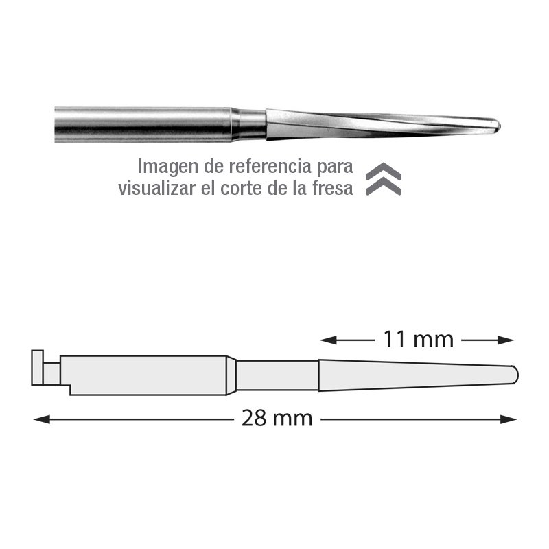 Fresas Zecrya 28 mm CA  Dentsply Sirona - Caja de 5 unidades. Para contra-angulo