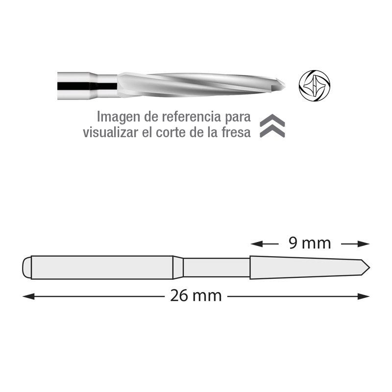 Fresas FG carburo tungteno 540-016 Lindenman Dentsply Sirona - Caja de 5 unidades. Lindenman 161. Para turbina