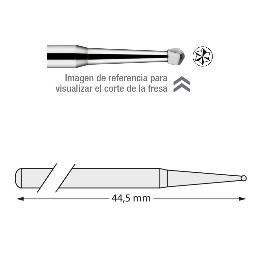 Fresas carburo E0123 Dentsply Sirona - Caja de 5 unidades. Longuitud activa 44,5 mm. Para pieza de mano