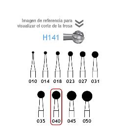 Fresas Carburo H141-014-040 Komet - Unidad. Para pieza de mano. Largo 44,5 mm