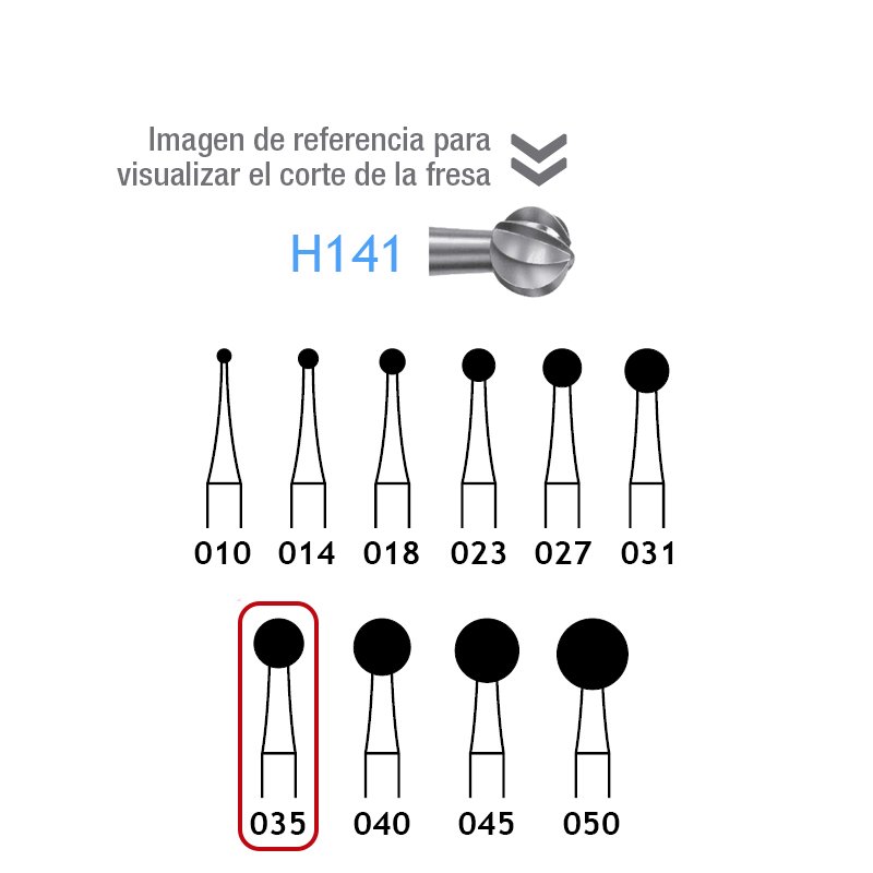 Fresas Carburo H141-104-035 Komet - Unidad. Para pieza de mano. Largo 44,5 mm