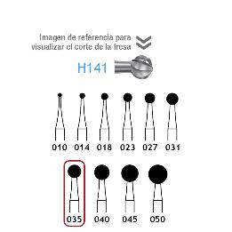 Fresas Carburo H141-104-035 Komet - Unidad. Para pieza de mano. Largo 44,5 mm