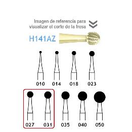 Fresas carburo H141AZ-104 tamaños de 027 a 031 Komet - Unidad. Para pieza de mano. Largo 44,5 mm