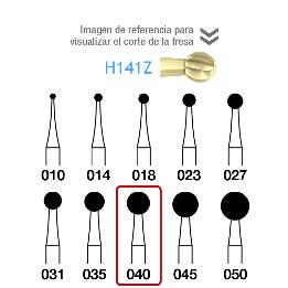 Fresas Carburo H141Z-104-040 PM para cortar hueso alta eficacia de corte con revestimiento ZrN Komet - Caja de 5 unidades. Para Pieza de mao,