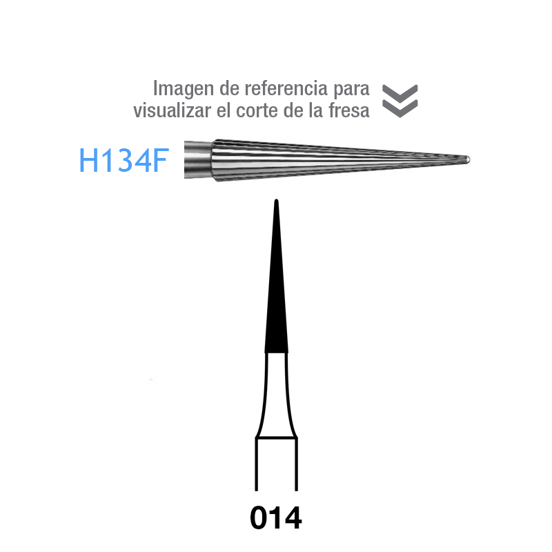 Fresas Carburo H134F-314-014 FG 16-20 FG aro amarillo 16-20 láminas  Komet - Caja de 5 unidades. Para turbina