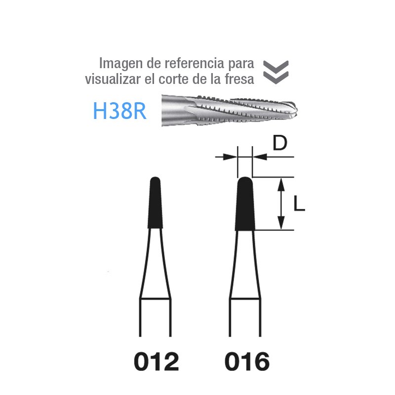 Fresas Carburo H38R-314 FG Komet - Caja de 5 unidades. Para turbina.