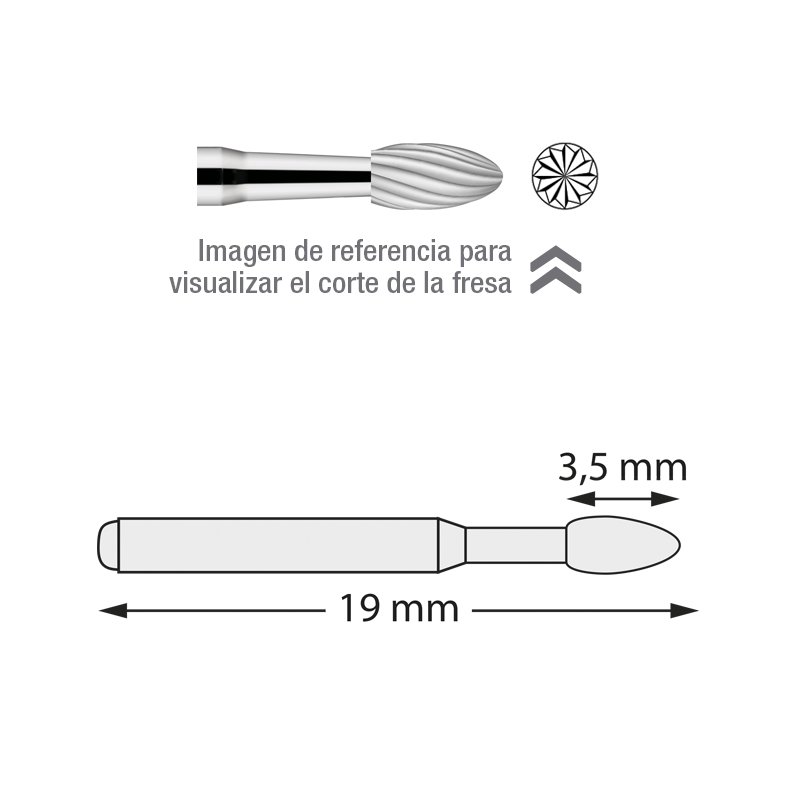 Fresas Carburo 512-018 Dentsply Sirona - Caja de 5 unidades. Para turbina. 