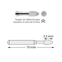 Fresas Carburo 512-018 Dentsply Sirona - Caja de 5 unidades. Para turbina. 