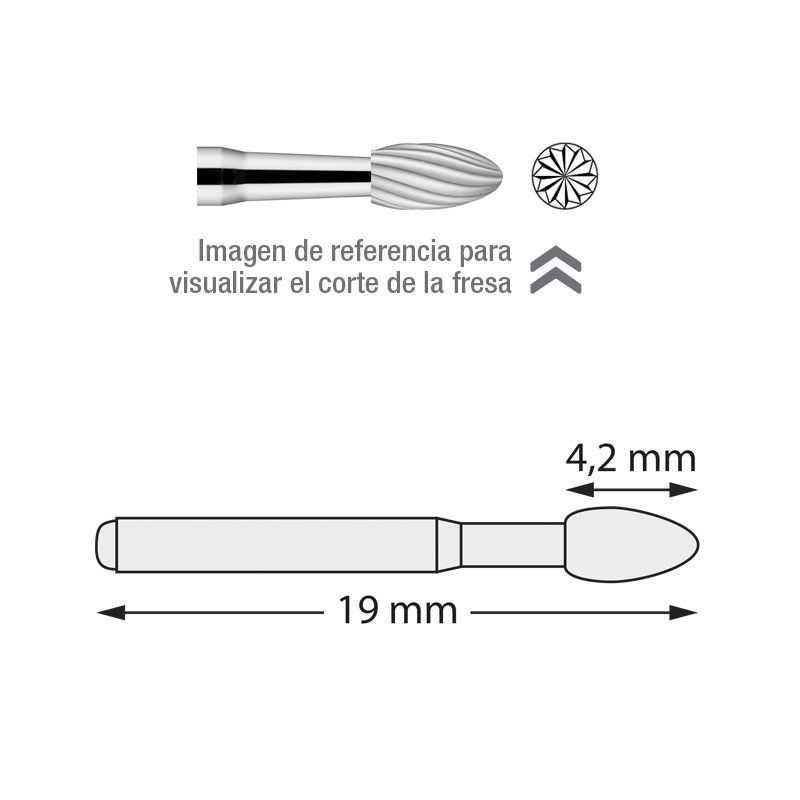 Fresas Carburo 512-023 Dentsply Sirona - Caja de 5 unidades. Para turbina. 