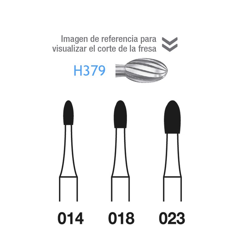 Fresas Carburo H379 Komet - Caja de 5 unidades. Para turbina. 12 hilos.