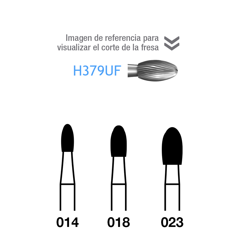 Fresas Carburo H379UF FG aro blanco grano ultra-fino 15 micras Komet - Caja de 5 unidades. Para turbina