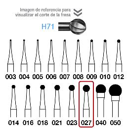 Fresa laboratorio  H71-104-027 para pieza de mano Komet - Caja de 5 unidades.