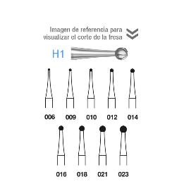 Fresas Carburo H1-314 FG para turbina Komet - Caja de 5 unidades. Para turbina.
