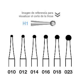 Fresas Carburo H1-316 tallo largo para turbina Komet - Caja de 5 unidades. 