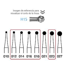 Fresas Carburo H1S-314 FG aro verde grano grueso 151 micras Komet - Caja de 5 unidades. Para turbina.