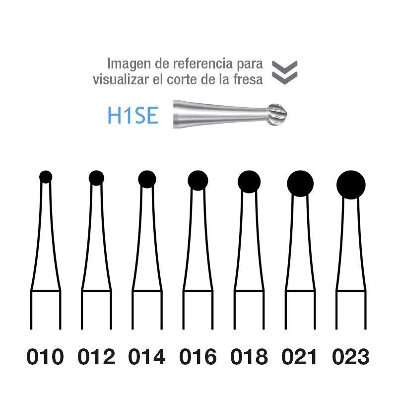 Fresas Carburo H1SE-204 CA para contra-angulo Komet - Caja de 5 unidades. Para contra-angulo.