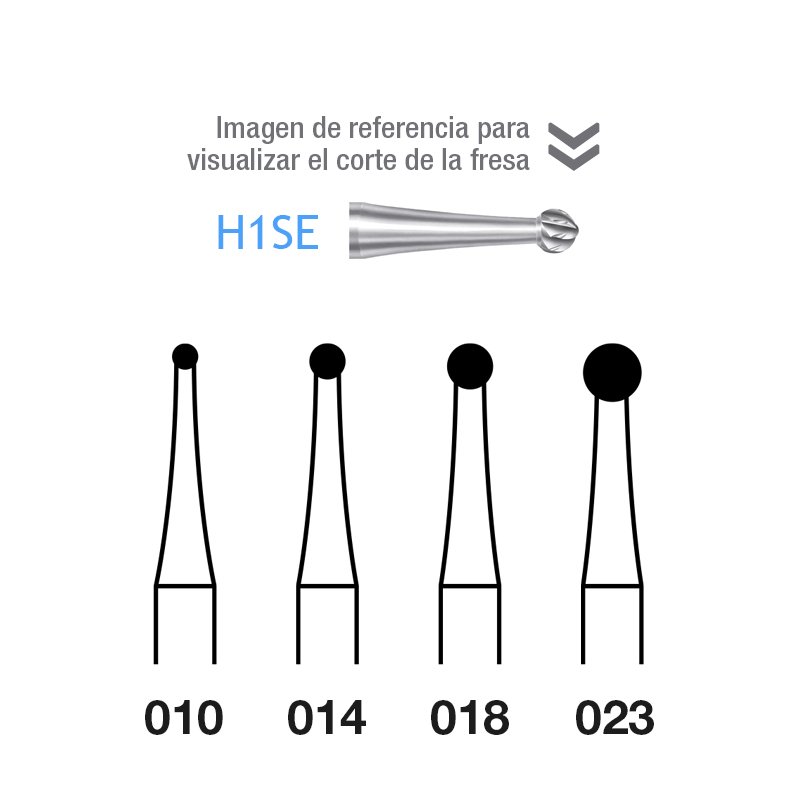 Fresas Carburo H1SE-205 Para Contra-angulo tallo largo Komet - Caja de 5 unidades