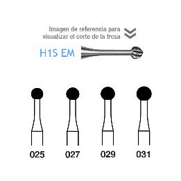  Fresas carburo H1SEM.205 tamaños 025a031 CA  aro verde grano grueso 151 micras Komet - Caja de 5 unidades. Para Contra-ángulo