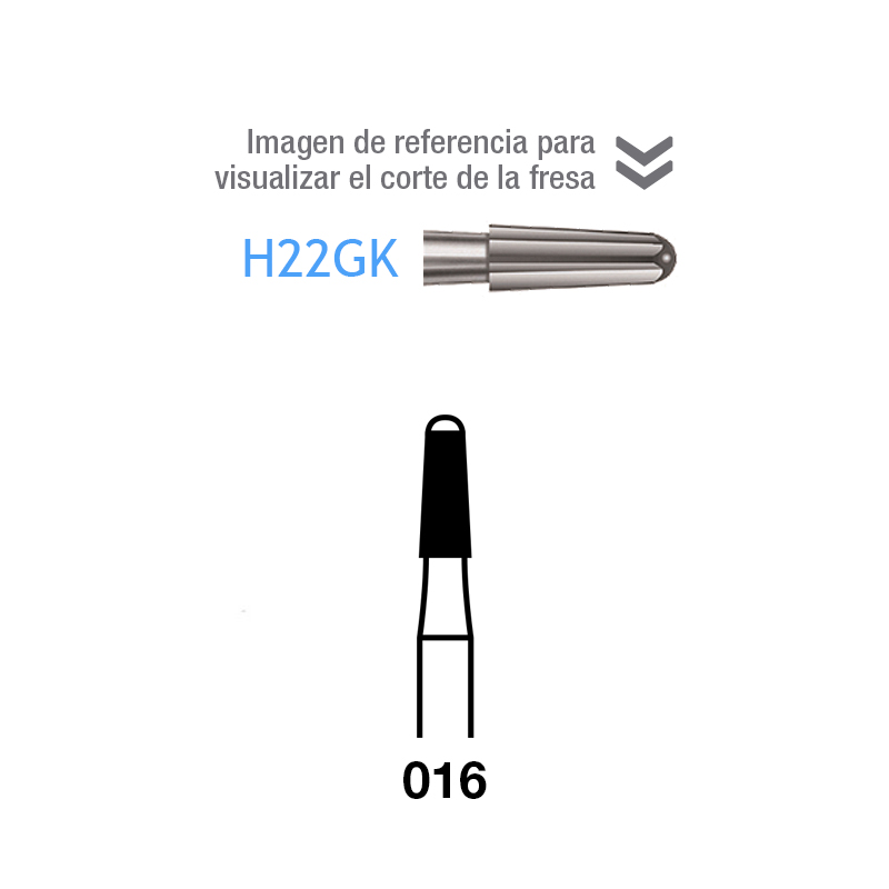 Fresas Carburo H22GK-314-016 FG removedoras adhesivo Komet - Caja de 5 unidades. Para turbina