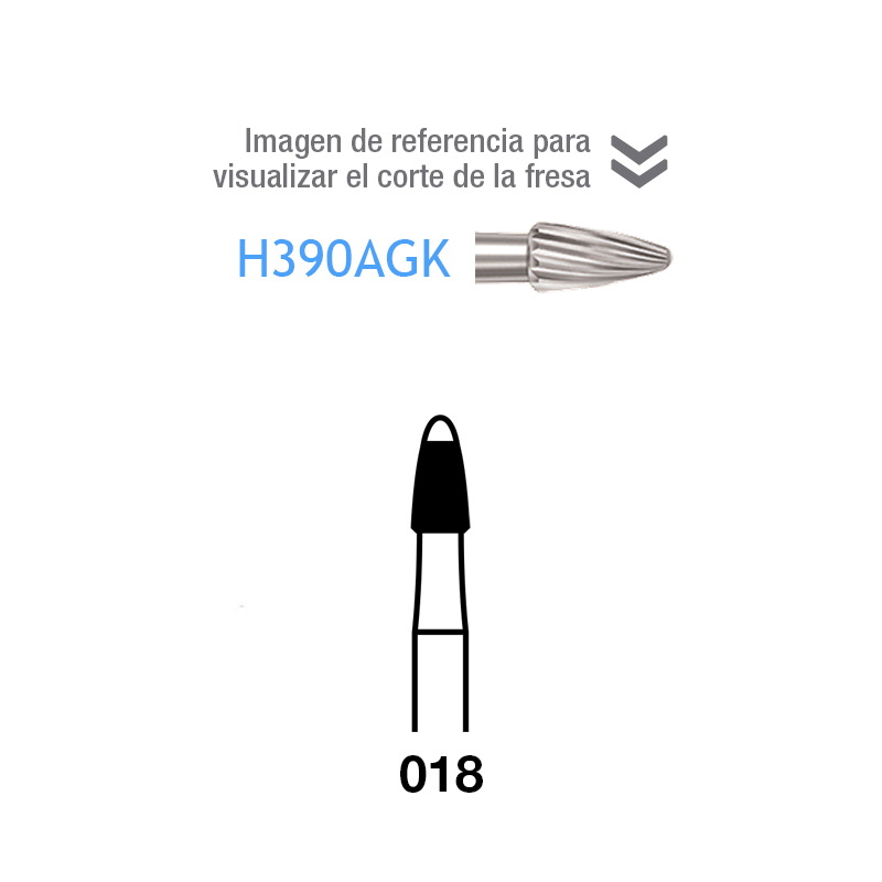 Fresas Carburo H390AGK-314-018 FG  Komet - Caja de 5 unidades. Para turbina