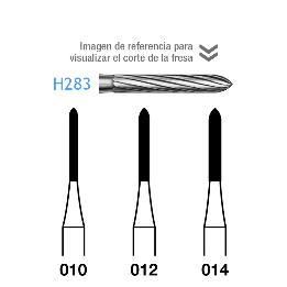 Fresas Carburo H283-314 FG aro rojo 8 12 láminas Komet - Caja de 5 unidades. Para turbina.