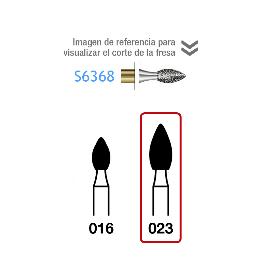 Fresas S6368-314-023 FG aro verde grano grueso 151 micras Komet - Caja de 5 unidades. Para turbina