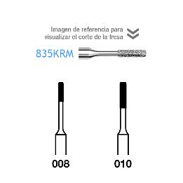 FRESAS 835KRM-314 FG aro rojo grano fino 46 micras Komet - Caja de 5 unidades. Para turbina