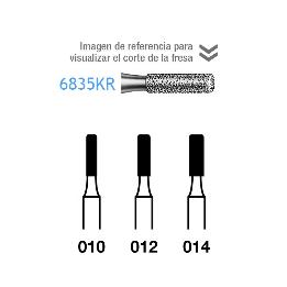Fresas Diamante 6835KR-314-012 FG aro verde grano grueso 151 micras Komet - Caja de 5 unidades. Para turbina.