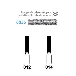 Fresas Diamante 6836 FG aro verde grano grueso 151 micras Komet - Caja de 5 unidades. Para turbina.