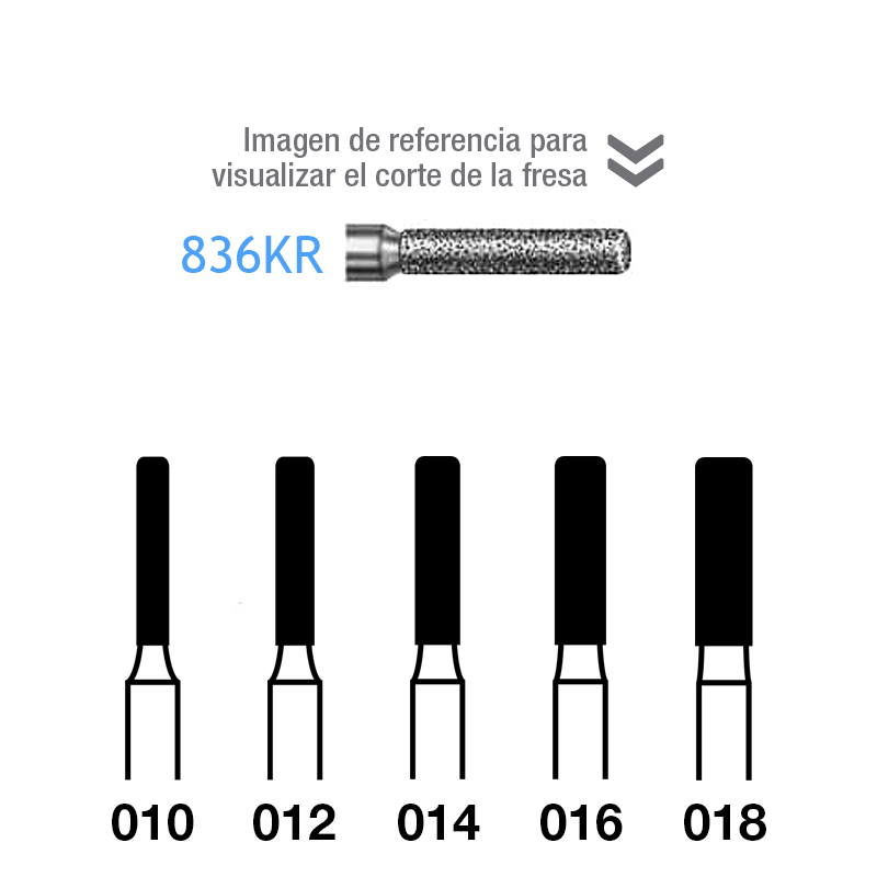 Fresas Diamante 836KR FG grano medio 107 micras Komet - Caja de 5 unidades. Para turbina