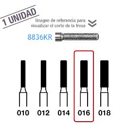 Fresas Diamante 8836KR-314-016 FG aro rojo grano fino 46 micras Komet - Unidad.