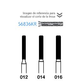 Fresas Diamante S6836KR FG aro verde grano grueso 151 micras Serie S Komet - Caja de 5 unidades. Para turbina