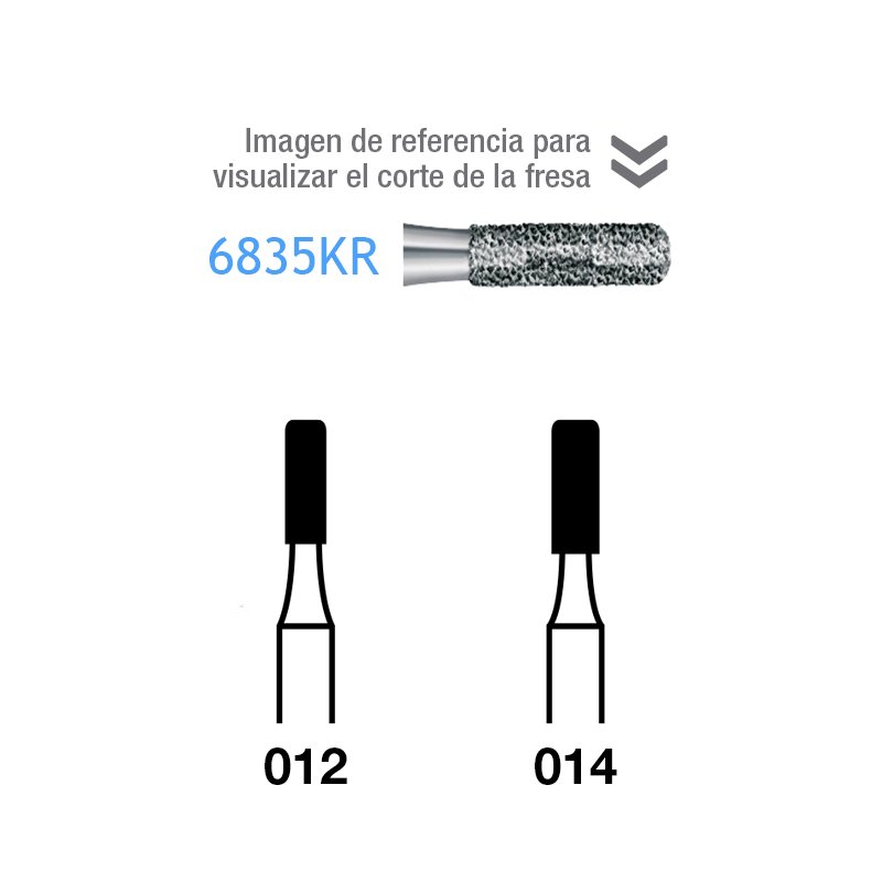 Fresas Diamante Serie S S6835KR-314-014 FG aro verde grano grueso 151 micras Komet - Caja de 5 unidades. Para turbina.