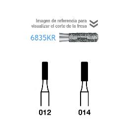 Fresas Diamante Serie S S6835KR-314-014 FG aro verde grano grueso 151 micras Komet - Caja de 5 unidades. Para turbina.