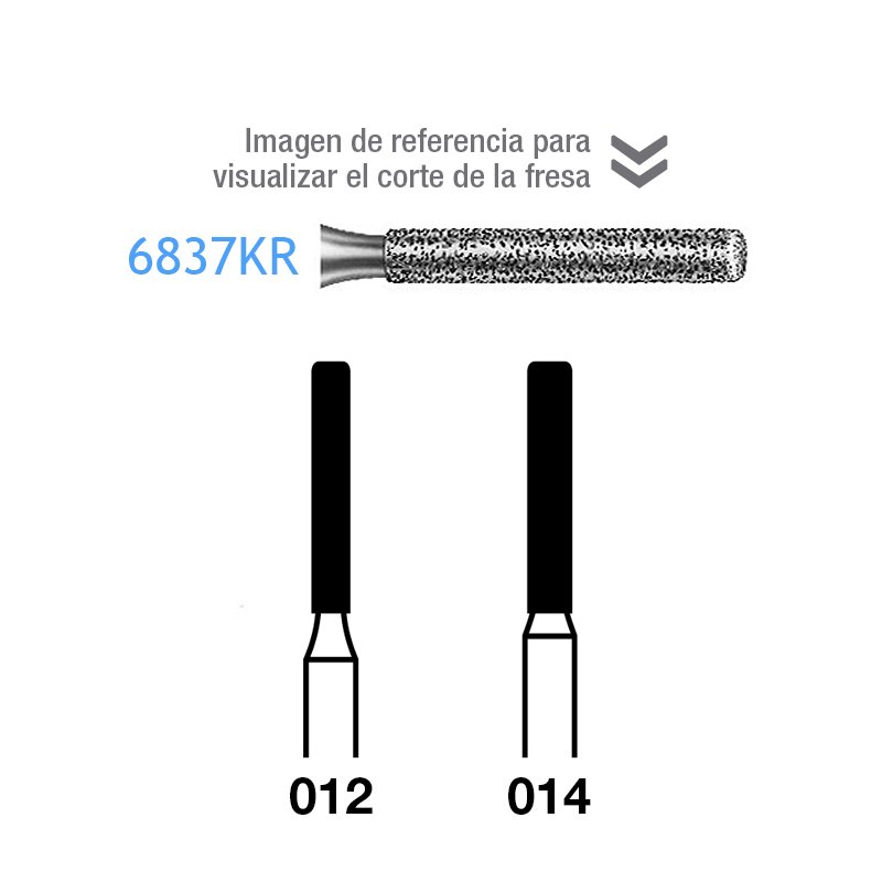 Fresas Diamante 6837KR-314  FG aro verde grano grueso 151 micras Komet - Caja de 5 unidades. Para turbina.